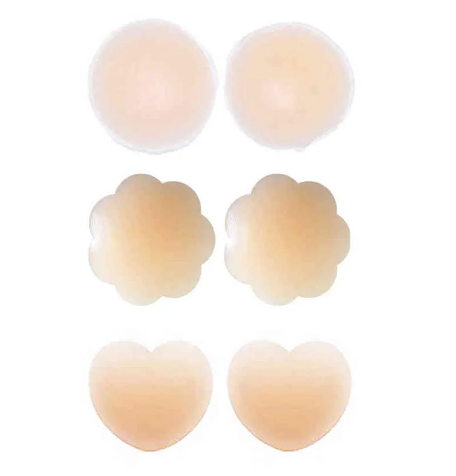 5pc Women Sembupper Passies Auto adesivo Copertura capezzolo in silicone Copertina di capezzoli riutilizzabili invisibili Accessioni per reggiseno Accessori Y2207257809841