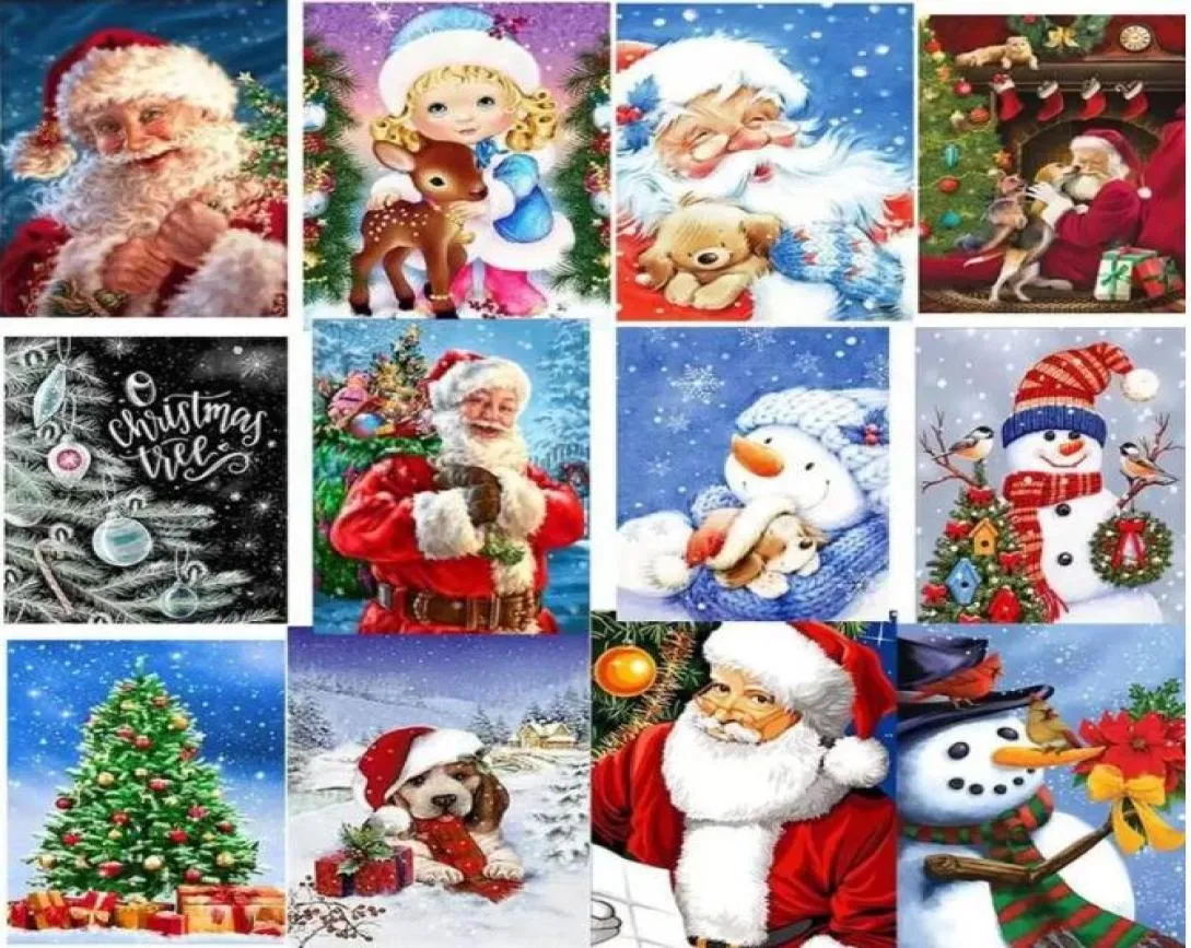 54 Styles Diamond Painting Kit di Natale per adulti 5d Babbo Natale Diamonds ricami Snow House Paesaggio Mosaico Croce Croce C2357807
