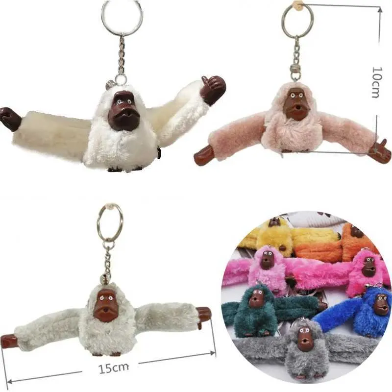 Plush monkey keychain pendant with long arm for backpack or cross