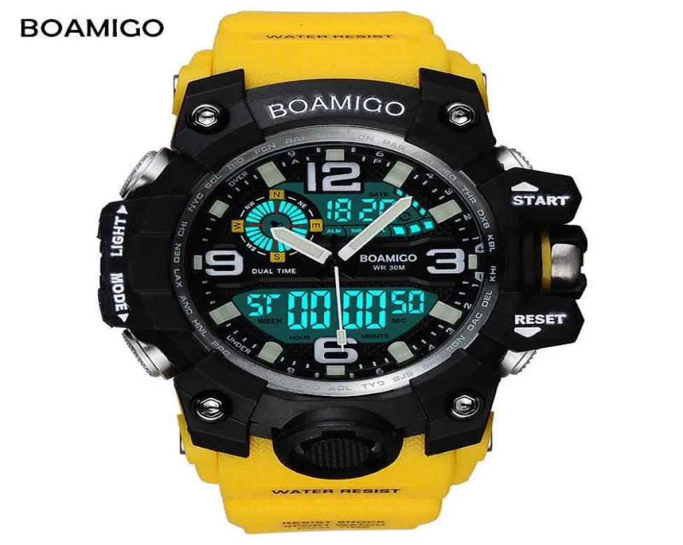 Relógios de esportes homens Boamigo LED Digital LED Orange Shock Swim Quartz Relógio de borracha Relógio impermeável Relógio Relogio Masculino X062561677752