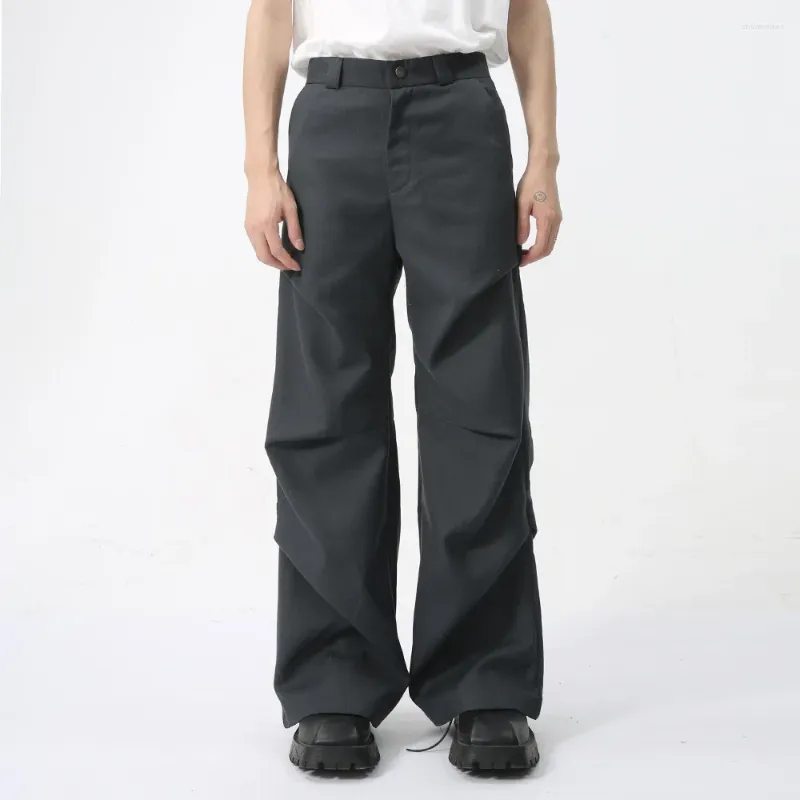 Jeans masculinos 2024 Men calças largas de pernas largas Primavera outono de bota coreana corte de rua