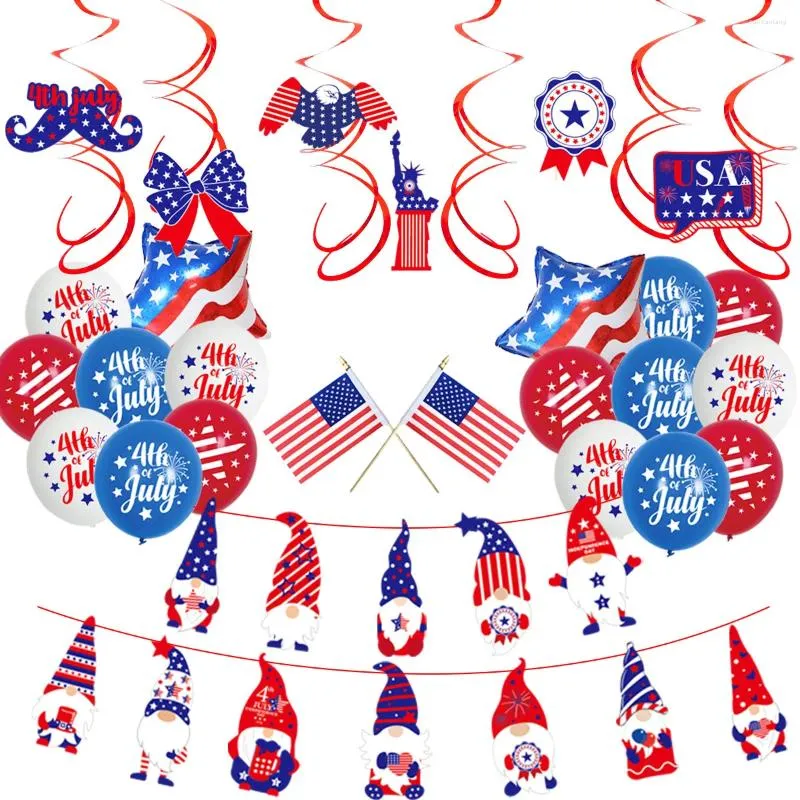 Dekoracja imprezy American Independence Day Balon Suit USA Dwarf Flag Spiral wisiorek