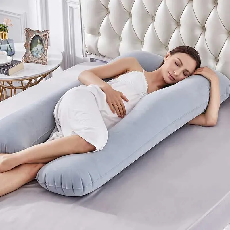 マタニティピローインフレータ可能な妊婦枕快適なU字型ウエスト枕睡眠パッドに適した妊婦のためのウエスト枕ソフトボディピローT240509