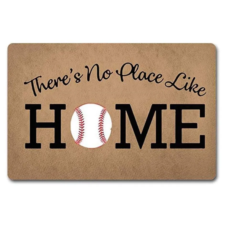 Funny Welcome Door Mat There's No Place Like Home Doormat Baseball Plate Mats Anti-Slip Decor Gi Carpets 265s
