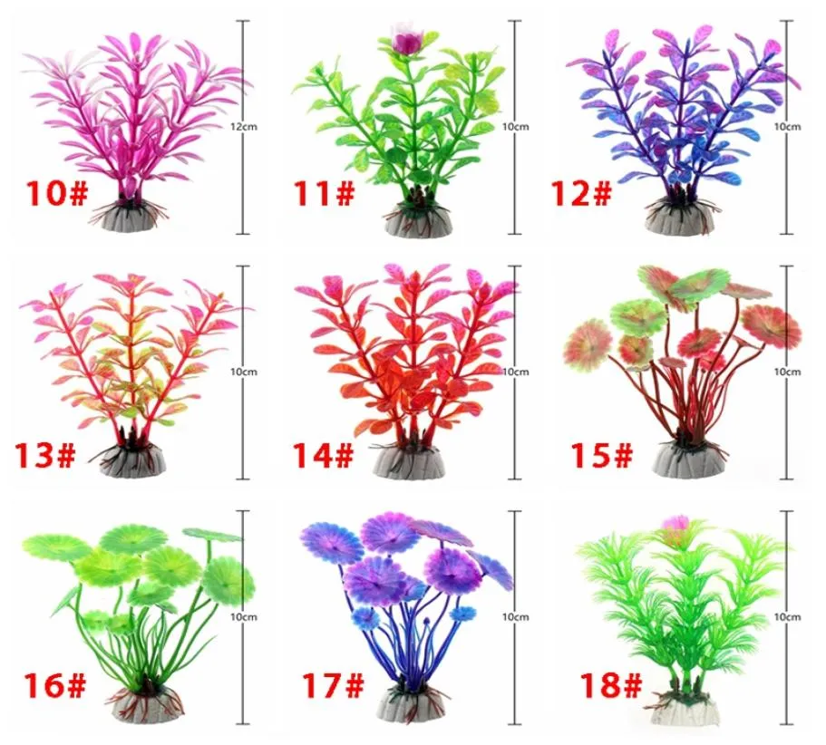 Plantes sous-marines artificielles en plastique d'aquarium simulé d'herbe à pêche à pêche verte violette roud graminée visualisant décorations dbc9024122