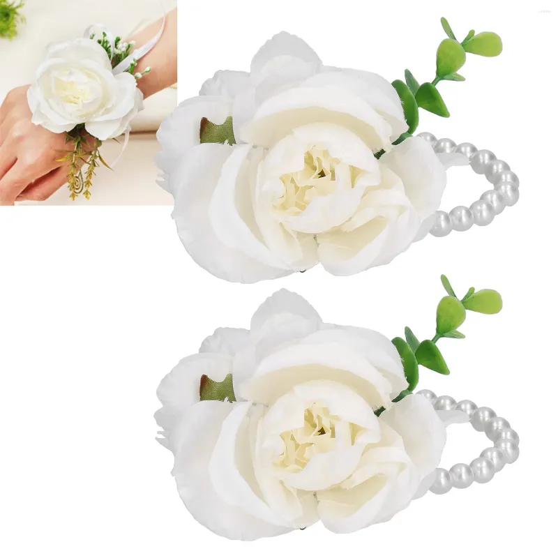 Fiori decorativi 2 pezzi Corsage Corsage sorelle da damigella d'onore braccialetti a mano sposa artificiale per la danza da matrimonio decorazioni per feste da sposa da sposa