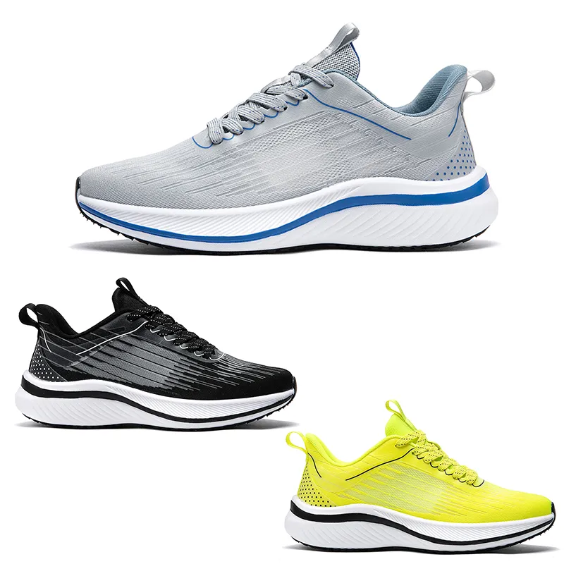 Men Women Running Shoes Comfort Lace-Up Wear-Resistant Anti-Slip Soft Solid Grey Black Yellow Shoes Mens Trainers Sports Sneakers