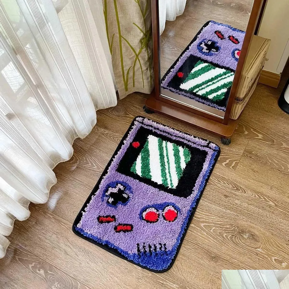 Tappeti Lakea Dispositivo di gioco portatile Tufted Rug Gameroom Funny Childhood Memories che affolla il pavimento del tappeto anti-slip portore estetico dnuf