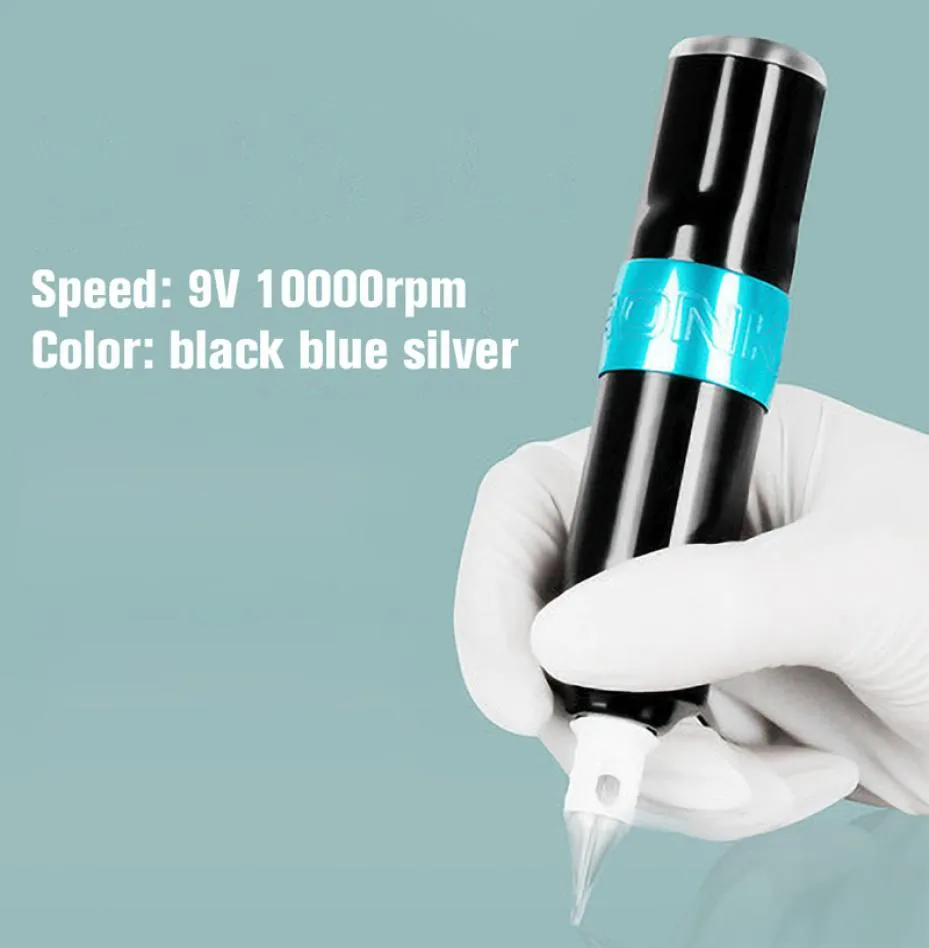 Cartouche professionnelle tatouage stylo de haute qualité Machine Rotary Machine à moteur 9V 10000rpm avec couleur bleu argent noir clair Color6881241