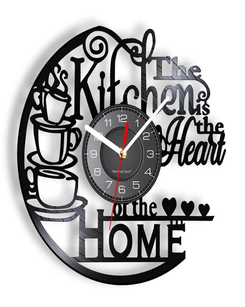 The Kitchen the Heart of the Home Inspired Record Clock Modern Design Wall Watch Kitchen Decor Ruisloze uurwerken 2201047900437