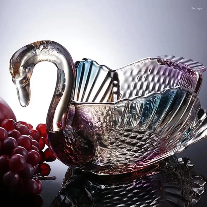 Пластины Light Luxury Swan Crystal Glass Fruit Plate Plate Apscale Living Room Snack Creative Home Specialty