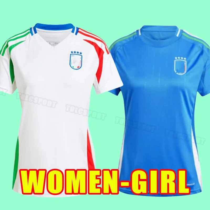 Kız Kadınlar 2024 İtalya Futbol Formaları Maglie Da Calcio Totti Verratti Chiesa Italia 24 25 Futbol Gömlek T Lorenzo ev uzakta 2025