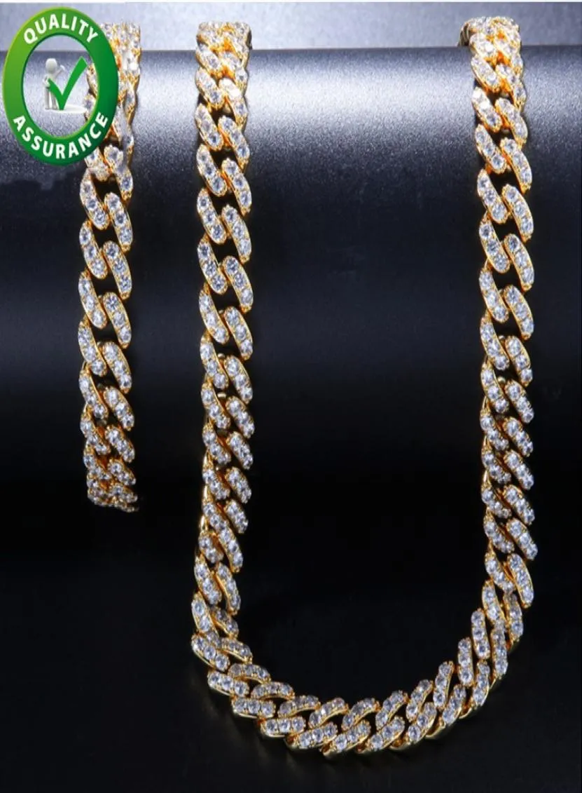 Mrożone łańcuchy designer naszyjnik męskie bransoletki bioder biżuteria luksusowy złoty styl urok Bling Diamond Cuban Link moda dla miłości7816138