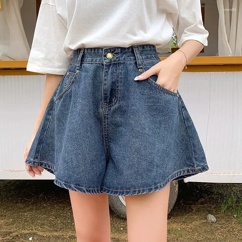 Damenshorts Sommer hohe Taille Denim für Frauen 2024 Koreanisch Blau