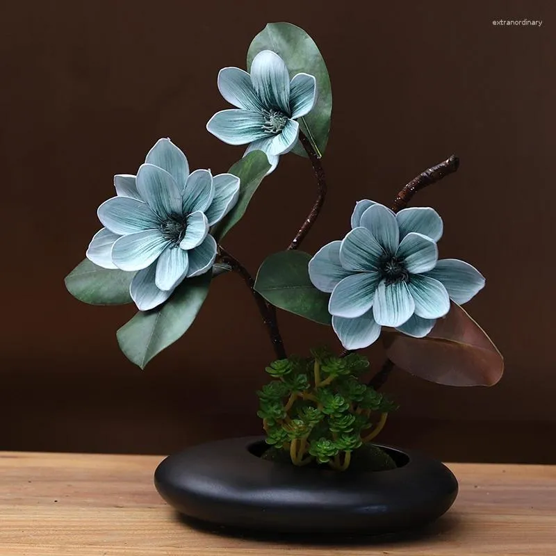 Vaser modern keramisk vassimulering blommig magnolia set soffbord butik tillbehör hantverk hem vardagsrum möbler dekoration