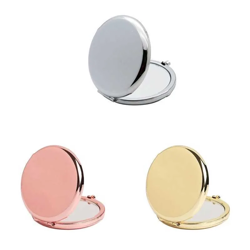 Espelhos compactos dobráveis mini bolso de dupla face de viagem espelho de maquiagem retro de 2,5 polegadas de 2,5 polegadas q240509