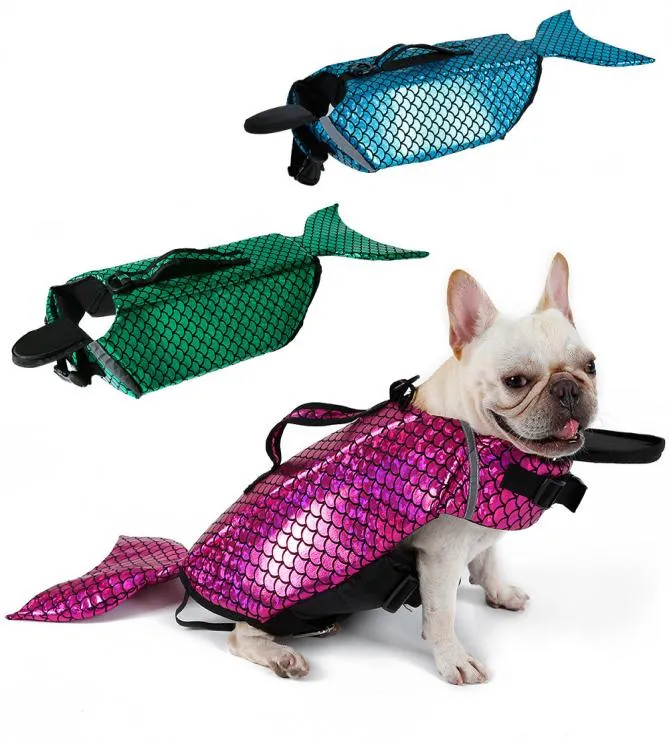 Giacca di salvataggio per cani da cane per animali domestici sirena cucina fredda costume da bagno abiti da nuoto abbigliamento T2007107807060