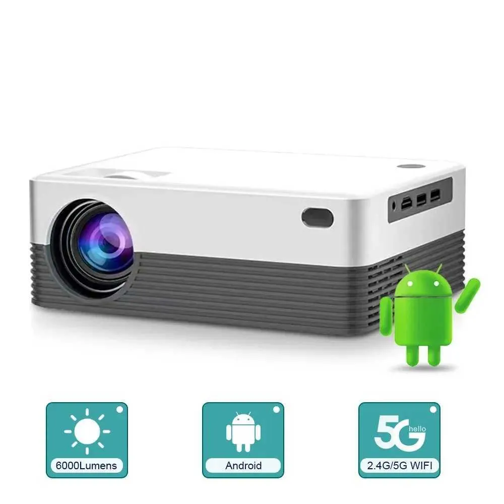 Projecteurs Mini projecteur programmable pour 1080p Full HD Video Projecteur numérique 5G WiFi Projecteur Android 6000 Lumens Home Theatre Camping J240509