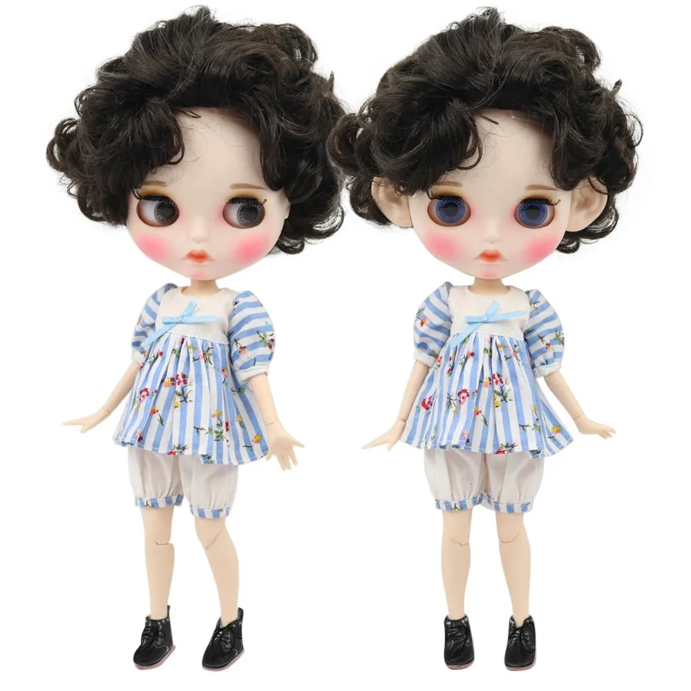 ICY DBS Blyth Doll 1/6 Toy Corps de connexion de peau blanche BJD Black Hair Matte Poll personnalisé Poupée avec sourcils 30cm 240429