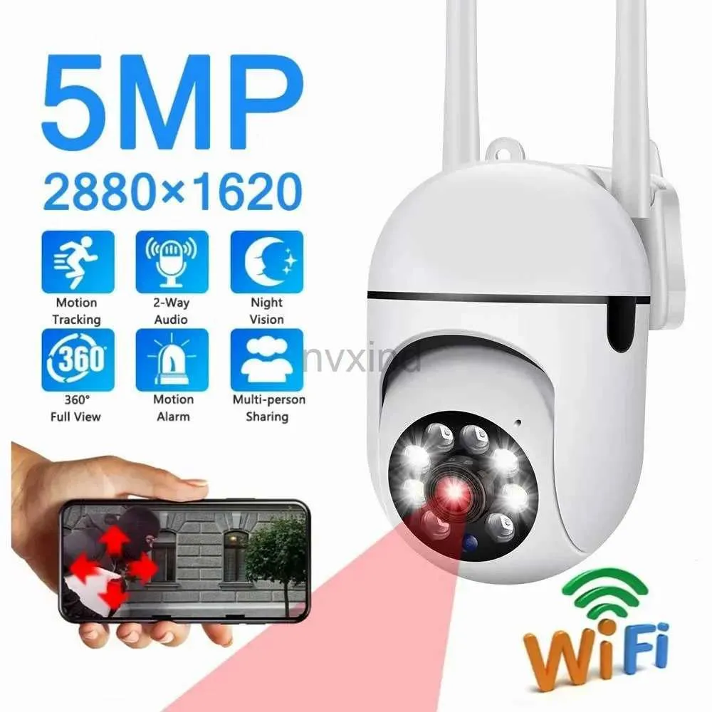 Cámaras IP 5MP WiFi Securidad inalámbrica Cámara Visión de color de color Visión al aire libre Cámara impermeable Smart CCTV Camera de monitoreo de interiores D240510