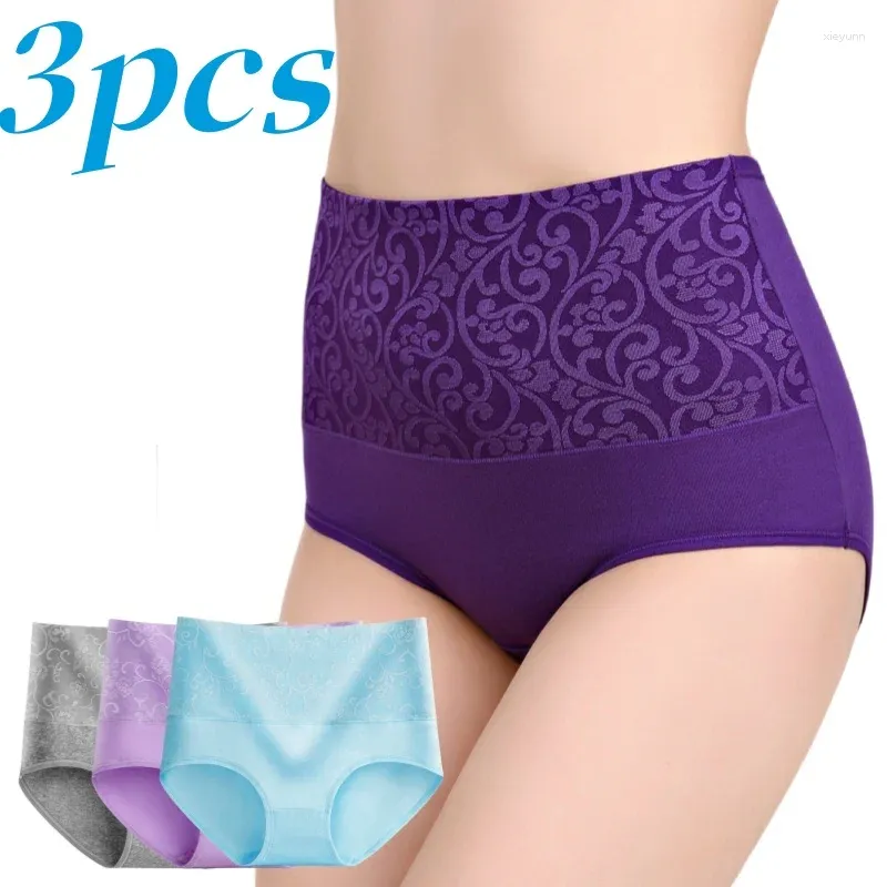 Women's Panties 3Pcs Cotton For Women Plus Size Underwear High Waist Abdominal Briefs Female Girl Postpartum Recovery