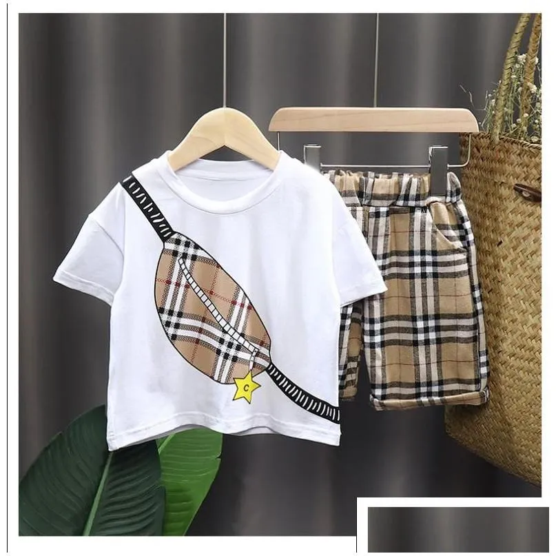 Clothing Sets Baby Clothes For Boys Girls Summer Spring Casual Solid Short Sleeve Toddler T-Shirt Tops Pants Kids Pajama Outfit Drop D Dhzfh