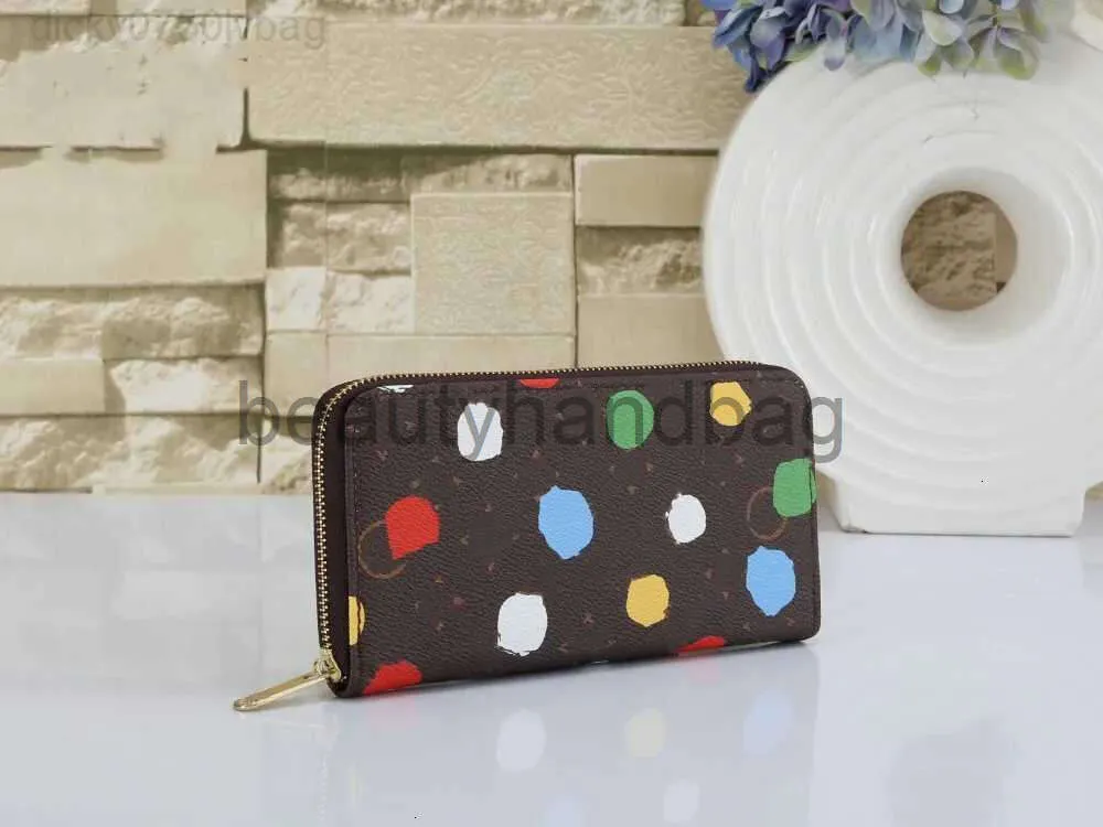Luis Vintage Wallet LVVL LVity LVSE Yayoi 23SSデザイナーX MT KUSAMA YK VICTORINE WOMENS JULIETTE MULTICOLOR PAINTED DOTS ZIPPY COIN PURSE CARD CARD CARD KEY HOLDER POUCH AC W02S