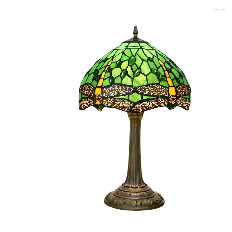 Настольные лампы 30 см. Зеленая лампа Dragonfly Tiffany Цветная стеклянная барная комната