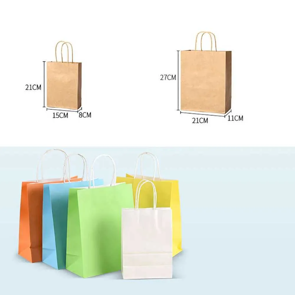 3pcs hediye sargısı 10 adet saf renk kraft kağıt hediye çantaları tote çantalar çocuklar zanaat diy malzemeleri