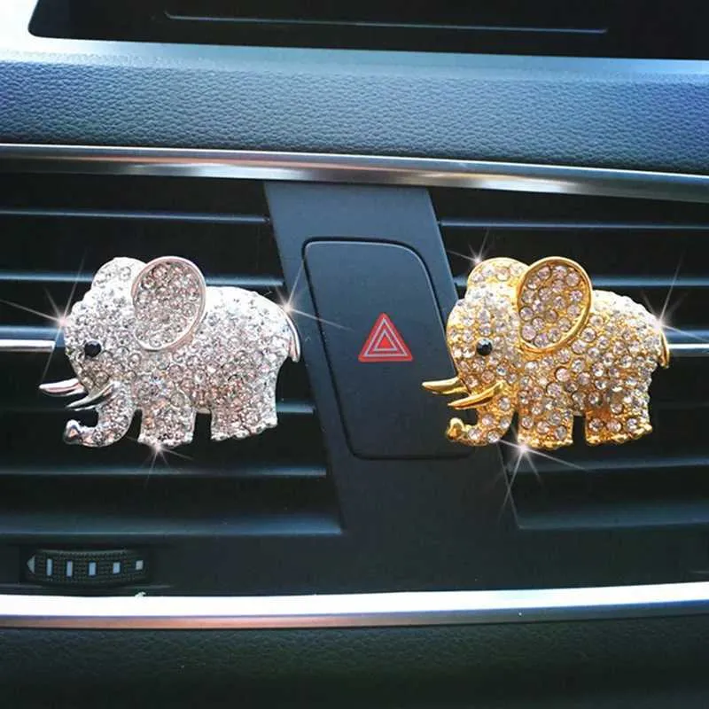 Interieurdecoraties bling auto accessoires aroma ventilatie clip auto geur auto parfum luchtverfrisser in auto ornamenten diamant olifant auto interieur decor t240509