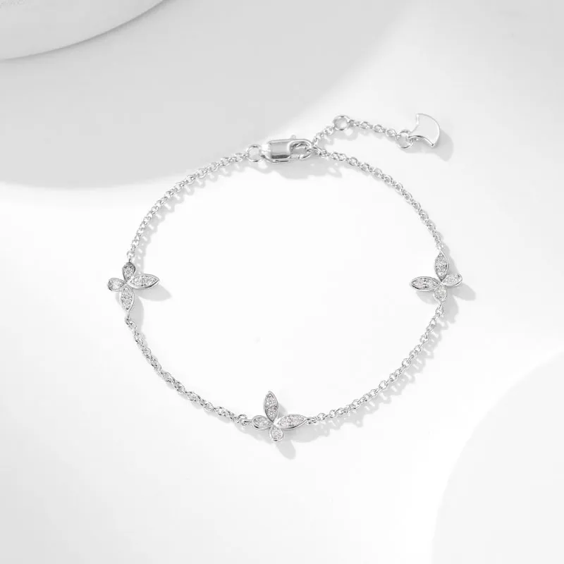 Trendiga smycken Ny ankomst 925 Sterling Silver Butterfly Diamonds Armband för kvinnors högsta kvalitet