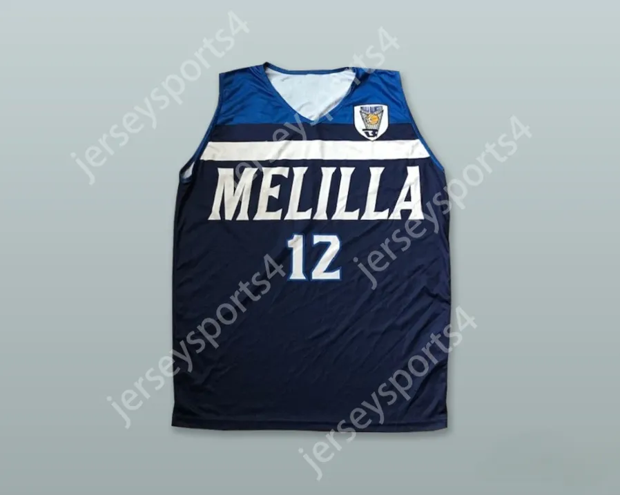 Custom nay mens Youth / Kids Darko Balaban 12 Club Melilla Baloncesto Navy Blue Basketball Jersey Top cousé S-6XL