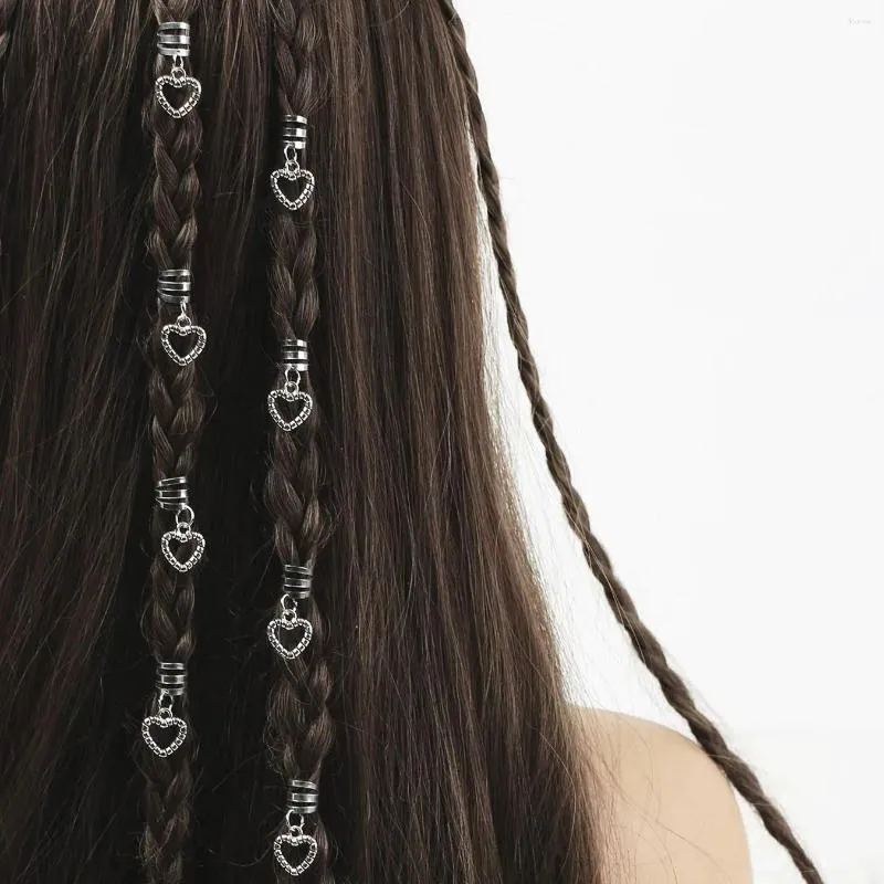 Hair Clips 10pcs Hollow Out Heart Dreadlocks Beads Braid Rings Dread Locks Braiding Cuffs Decoration/Accessories