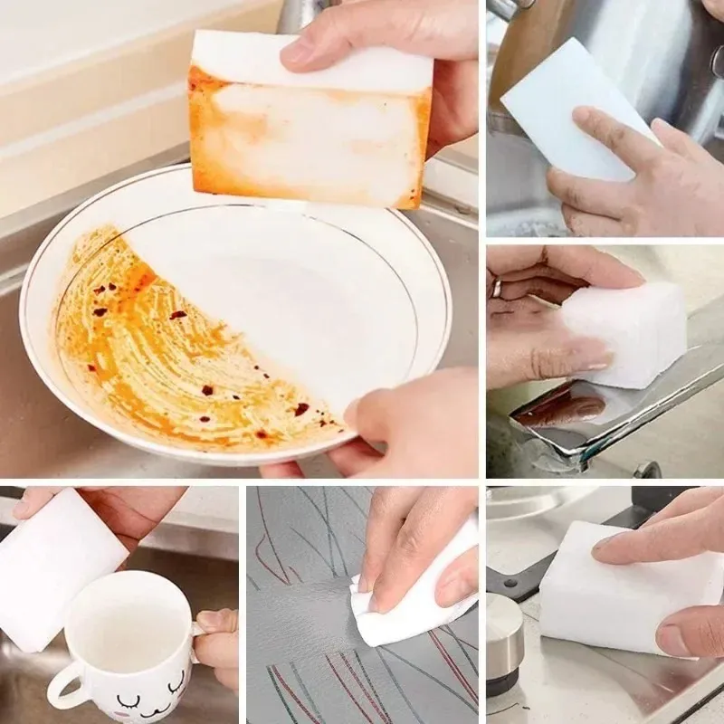 100 -stcsmagische spons gum witte melamine spons voor vaatwassing keuken badkamer kantoorreiniger reinigingsgereedschap 100/60/20 mm
