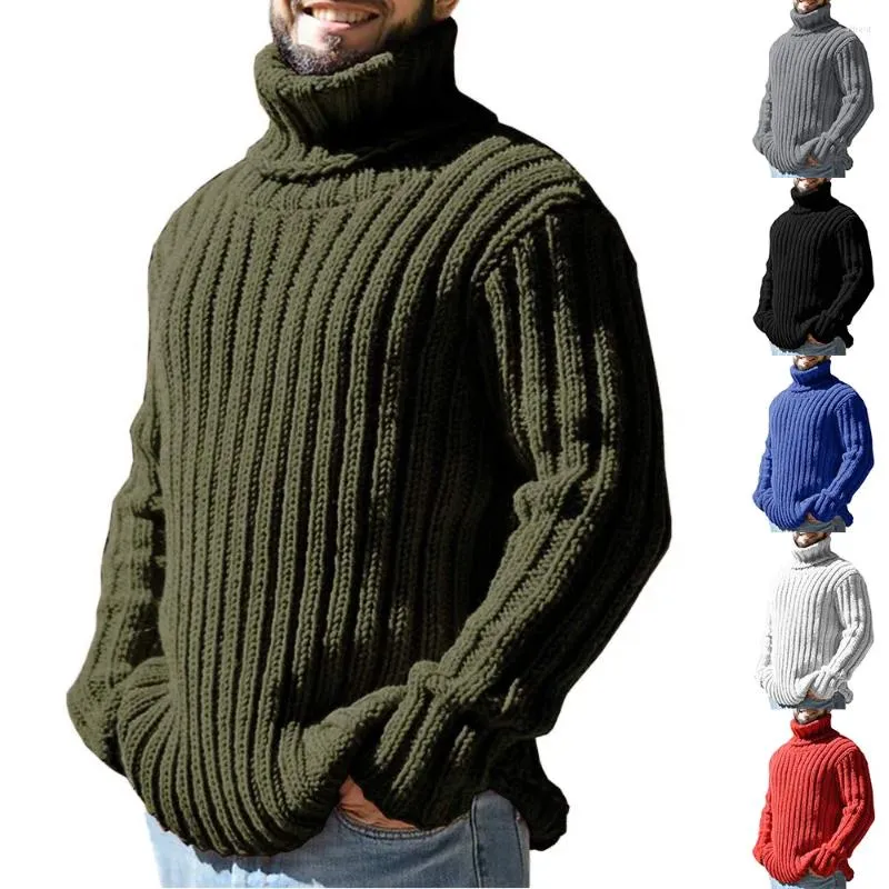 Men's Sweaters Turtleneck Sweater Solid Color Slim Knit Top Autumn And Winter Fashion European American Wear