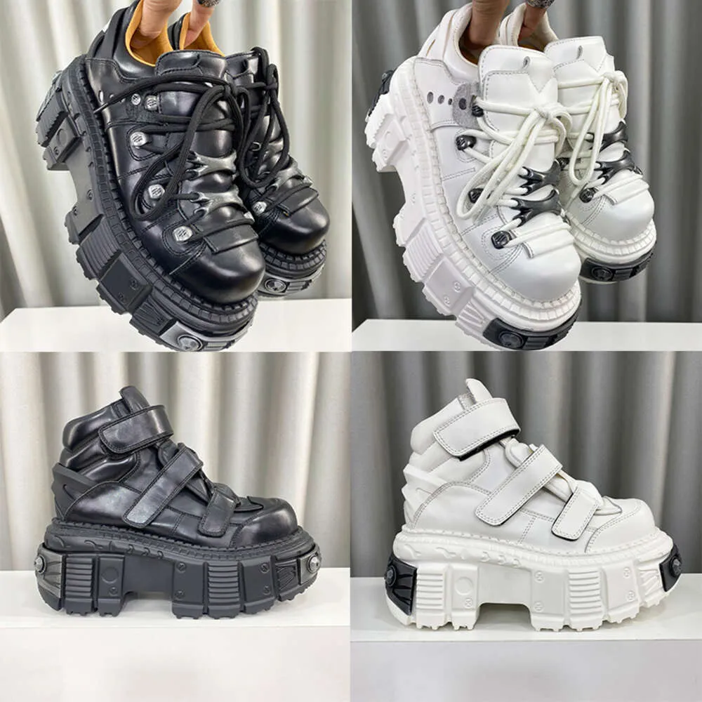 Neue Sneakers Plattform Rock Schuh Punk Style Männer Rockstiefel Leder Frauen Knöchelstiefel Metall Dekoration Delegierte Effekt Spür-up Sneaker Nr. 566