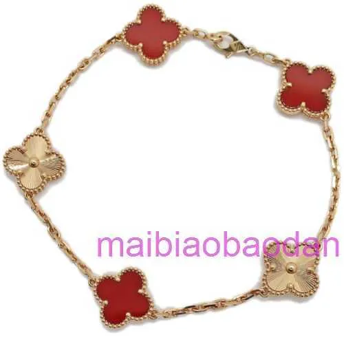 Designer top top lusso originale gioielli Vancllf Bracciale retrò 5 750 P0001152 Lucky Four Leaf Brated 18k Gold Sky Star