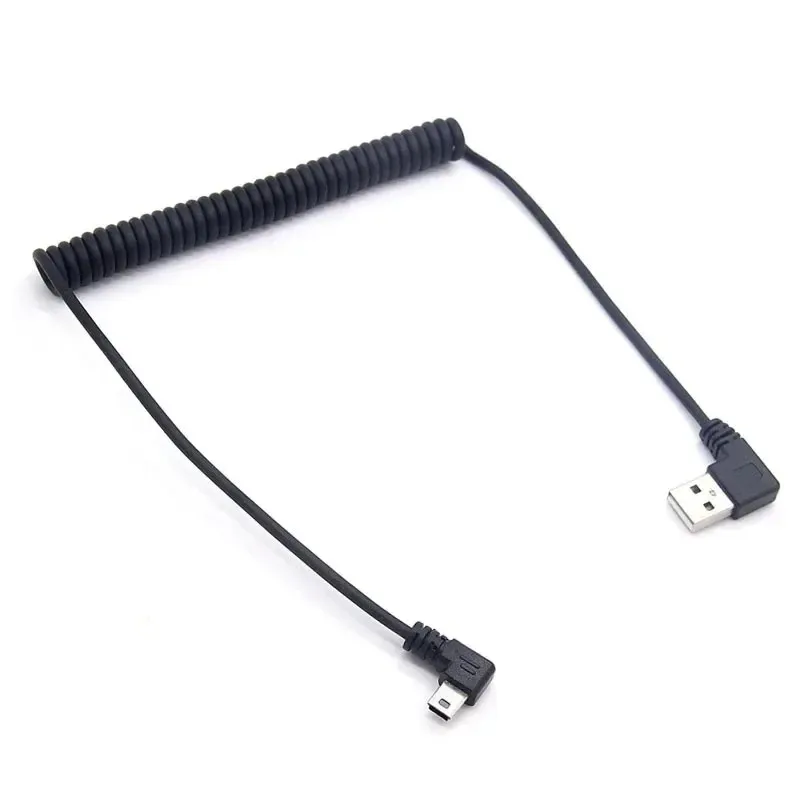 Nowy mini USB mężczyzna 90 stopni prawidłowo ustawiony na kątach USB samiec prostopadły sprężyny ze sprężyny kabel Synchroniza