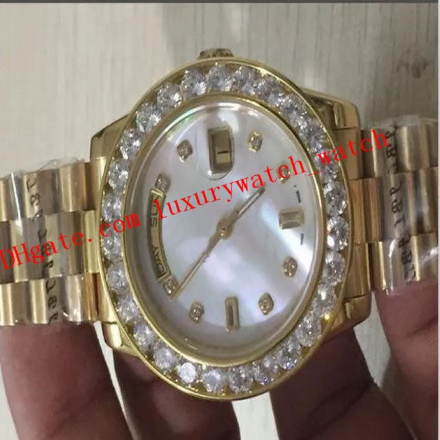 Бесплатные роскошные часы Shippin 43 мм 36 мм 116244 18K золотой белый цвет с бриллиантом Bezel Quick Automatic Mens Watch Sapphire Glass Water 301q