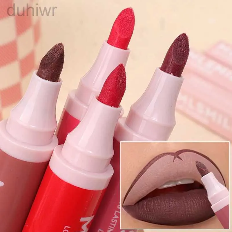 SC11 LIP Pencils Contour Velvet Lip Liner Pen dwustronne seksowne czerwone brązowe nagi ołówek szminki trwałe szklanka makijaż szminki D240510