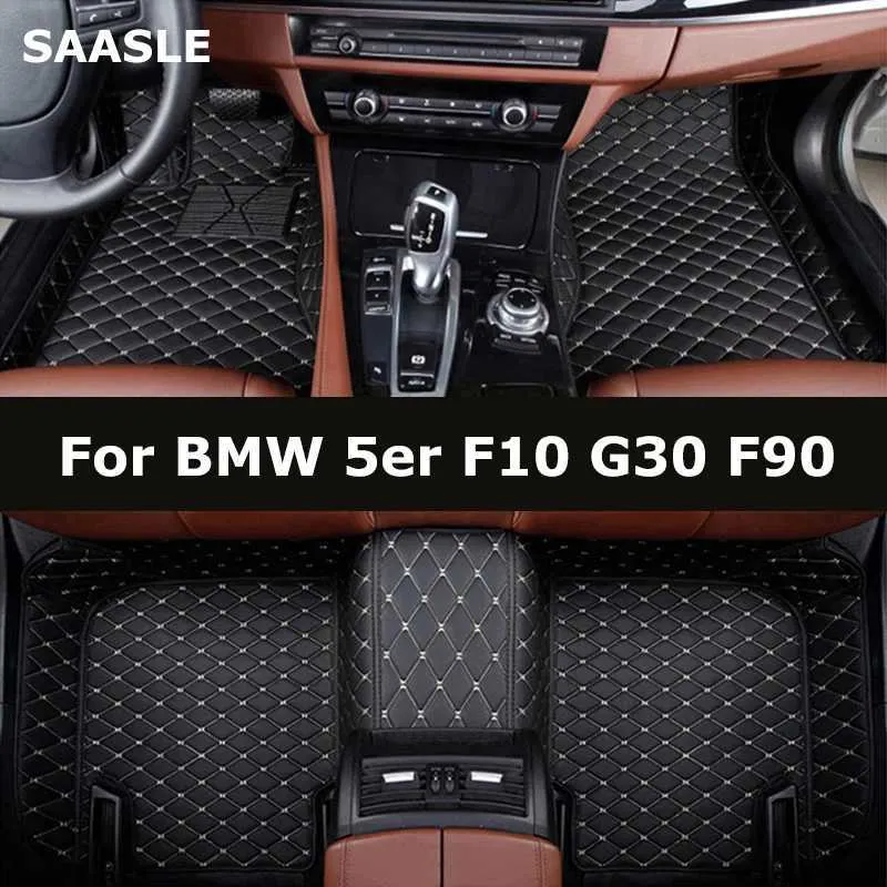 フロアマットカーペットSaasleカスタムカーフロアマットBMW 5ER F10 G30 F90 520-550 2011-2023年オートカーペットFoot Coche Accessorie T240509