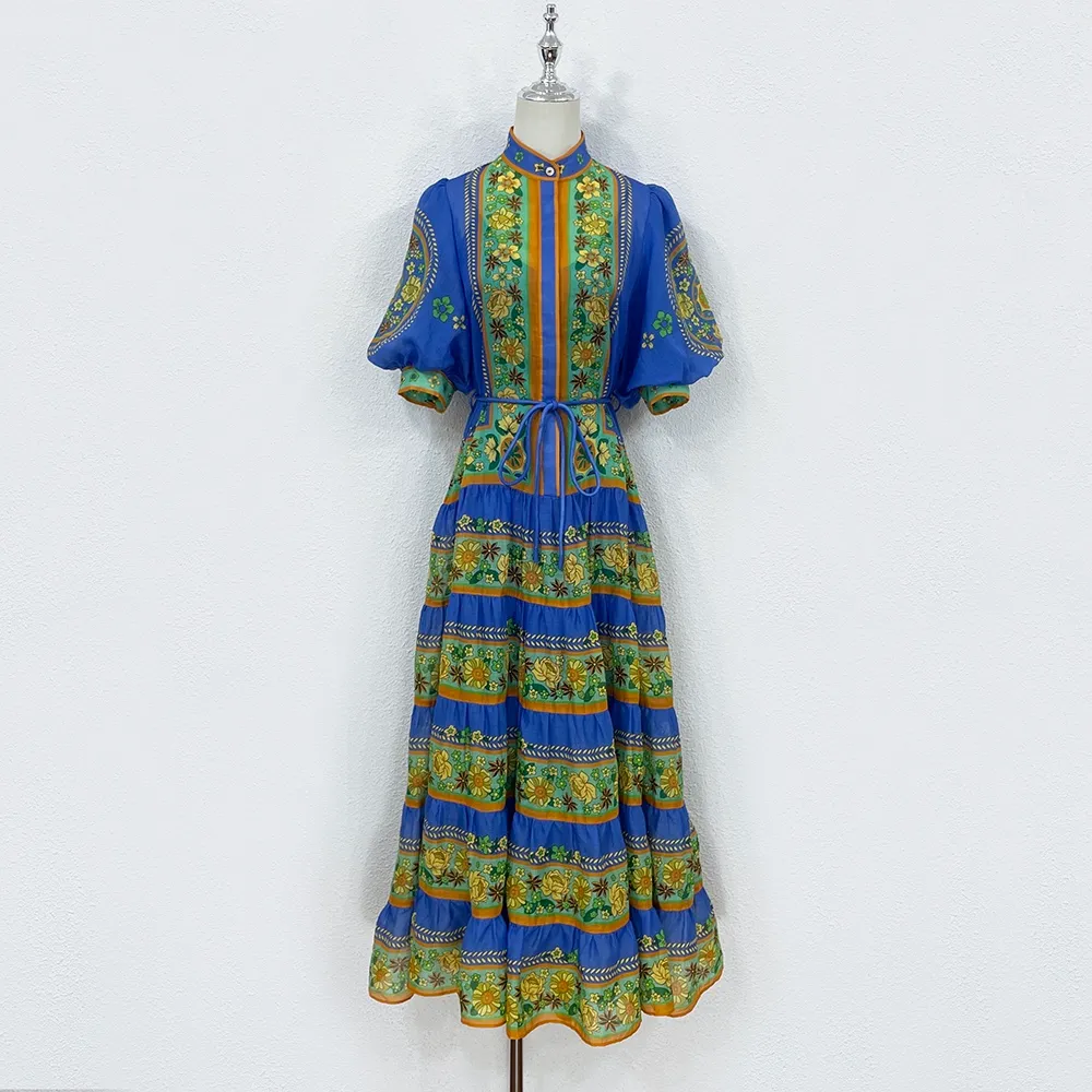 Ramie printed dress, new summer 2024