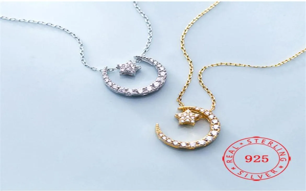 high quality 100 925 sterling silver necklace idea product moon and star cz diamond handmade necklaces whole228e6248822