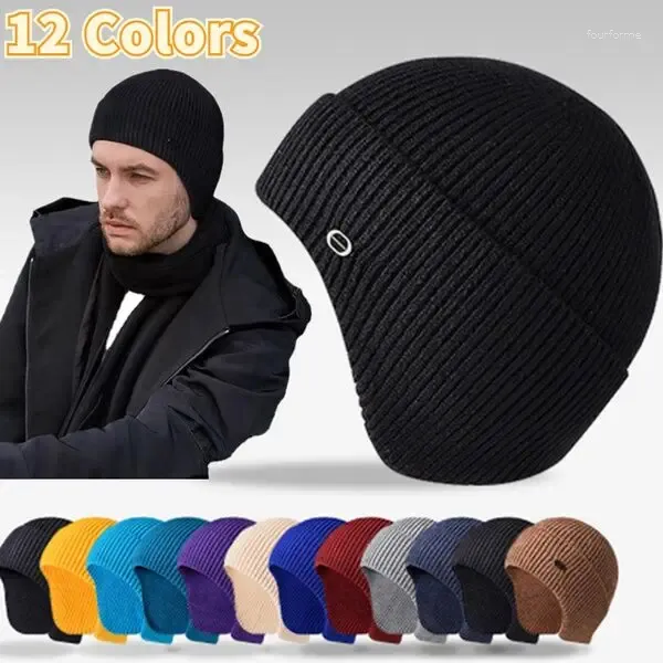 Berets Winter Earmuff Cap Men's Outdoor Hat Breybed Skullies Warm Beanies Usisex Protect Earflaps Bonnet Bonnet Hats