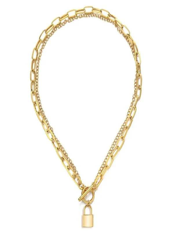 Anhänger Halsketten Edelstahl Multi -Layer -Kettenschloss Halskette für Frauen Männer OT Clasp Toggle Choker Hip Hop Jewelry3245627