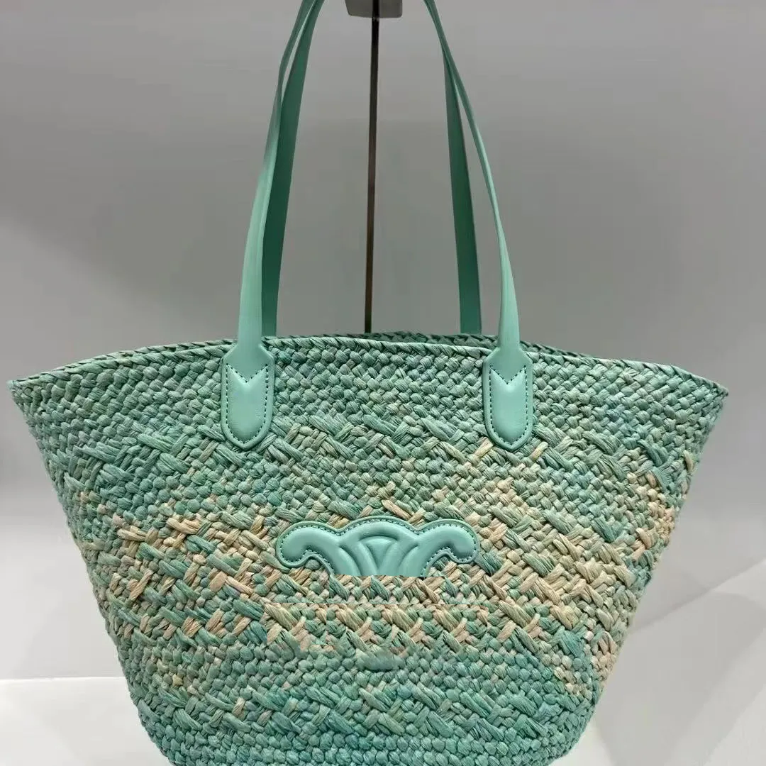 Sacca di design per sacchetti di tote maxi con borse di lusso raffias sacca di paglia bruna di alta qualità sacca da spiaggia di alta qualità Borsa per la spesa di grande capacità spalla 338