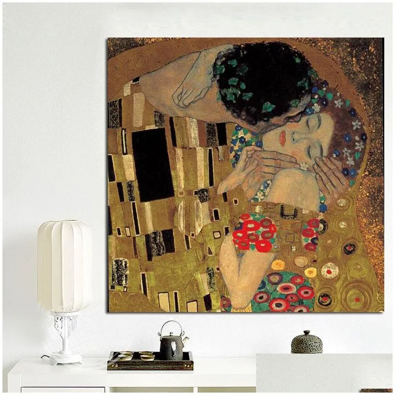 Gemälde Gustav Klimt Kuss Porträt Klassische Gemälde abstrakte Sammlung Leinwand Kunstdrucke und Poster Modernes Wandbild für Home Dr. DHC89