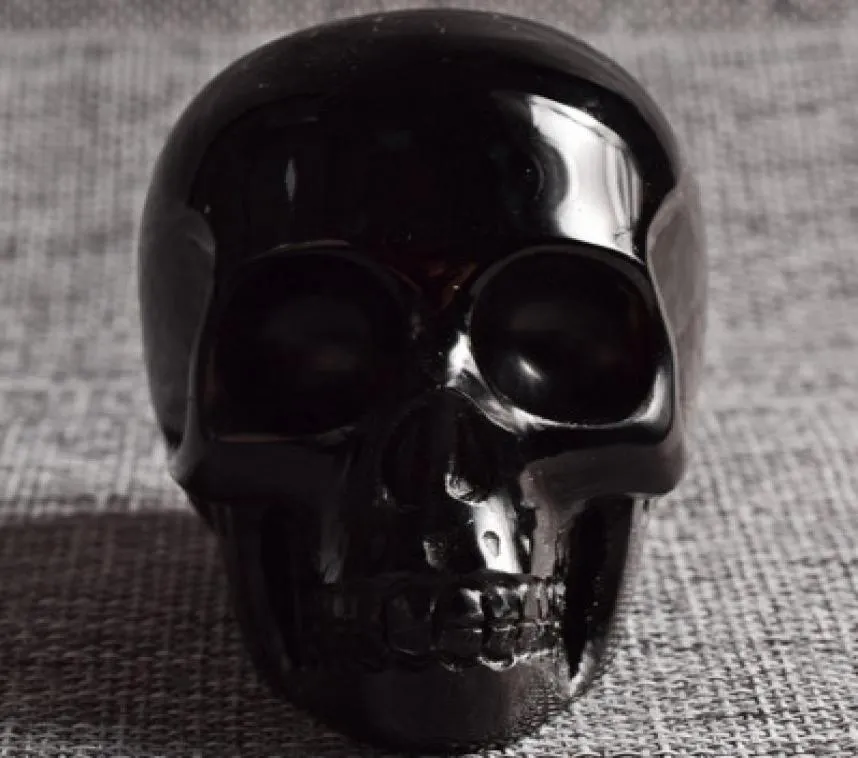 İnsan şekli Kristal Kafatası Heykeli Doğal Siyah Obsidiyen Yeşim Kafatası Heykelcik Kristal Şifa Reiki Kötü Ev Dekoru8527582