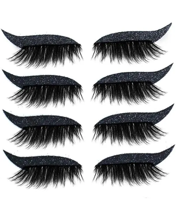 False wimpers 8pcs4pairs herbruikbare wimpers eyeliner en wimperstickers waterdicht gemakkelijk te gebruiken verwijder gereedschap1571413