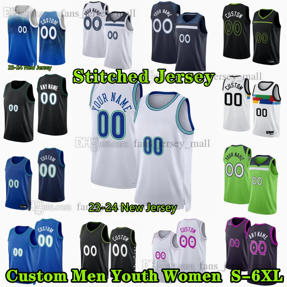 Stitched 2024 baskettröjor 11 Naz 27 Rudy Reid Gobert 3 Jaden 32 Karl-Anthony McDaniels Towns 5 Anthony Edwaros Edwards Garnett Jersey Custom Youth Women S-6xl